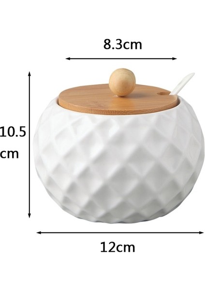 I Seramik Baharat Pot Mutfak Malzemeleri Kutusu Ev Kombinasyonu Mutfak Malzemeleri Şişe Yağ Tuz Potu, Bambu Tabanlı 3 Takım (Yurt Dışından)