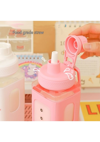 Pembe D 900ML Ayı Pastel Su Şişesi 3D Etiketli 700ML/900ML Plastik Seyahat Çay Suyu Süt Taşınabilir Sevimli Shaker Içme Şişesi Hediye (Yurt Dışından)