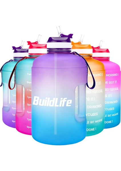 Geeen-Purple 3.78L 128OZ Buildlife 1 Galon Pipetli Su Şişesi Zaman Işaretleyici 3.78L 2.2l 1.3l Bpa Içermeyen Plastik Büyük Kapasiteli Fitness Spor Outdoorjugs (Yurt Dışından) fiyatları