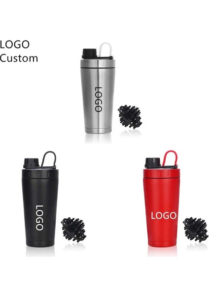 Beyaz 20 Oz Logo Özel Protein Shaker Şişe Paslanmaz Çelik Su Bardağı Çift Duvar Vakum Yalıtımlı Sızdırmaz Spor Şişe Drinkware (Yurt Dışından)