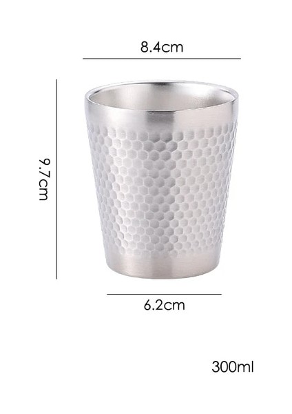 300ML Gümüş 175-550ML Çift Duvar Paslanmaz Çelik Büyük Bira Çay Kupa Çekiç Doku Soğuk Su Içecekleri Kahve Fincanı Kokteyl Bardakları Mutfak Ev Drinkware (Yurt Dışından)