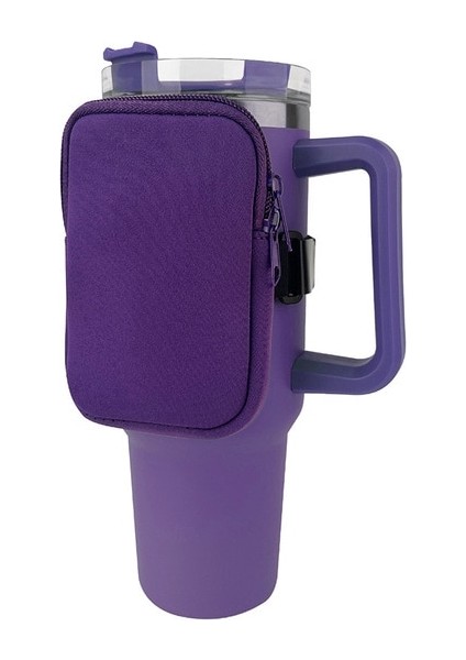 Mor Spor Salonu Su Şişesi Kesesi, Stanley Quencher Adventure Için Saklama Kılıfı 40OZ 20OZ 30OZ Güvenli Cepler ile 18-32OZ Şişelere Uygun (Yurt Dışından)