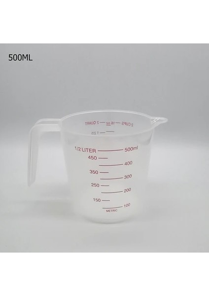 B-500ML 250ML/500ML/1000ML Ölçüm Kabı Plastik Ucu Ağız Sürahi Dekantör Şişe Ağzı Şeffaf Saplı Pişirme Mutfak Test Malzemesi Laboratuvar Araçları (Yurt Dışından)