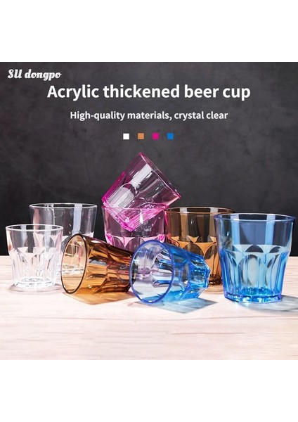4 Adet Pembe 130 ml 4 Adet Akrilik Renkli Bira Bardağı Bar Sekizgen Bardak Kalınlaşmış Damla Cam Plastik Şarap Bardağı Çay Bardağı Kahvaltı Süt Bardağı Ev Kupa (Yurt Dışından)