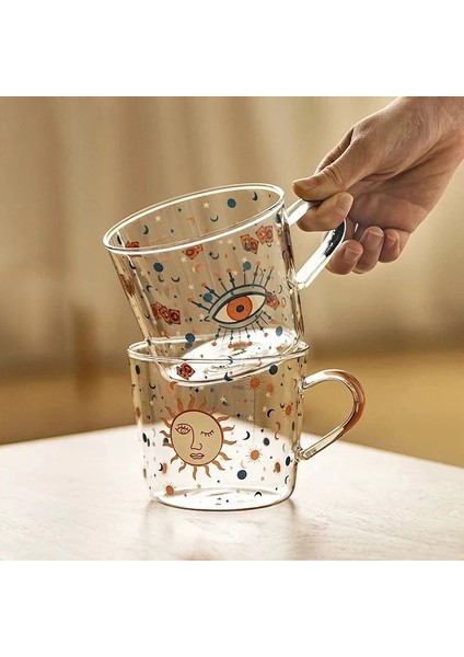 Yeşil Çim A 450-500ML 500ML Yaratıcı Cam Ölçekli Grip Kupa Kahvaltı Süt Kahve Çift Kupa Ev Partisi Bardak Su Drinkware Meyve Suyu Bardak (Yurt Dışından)