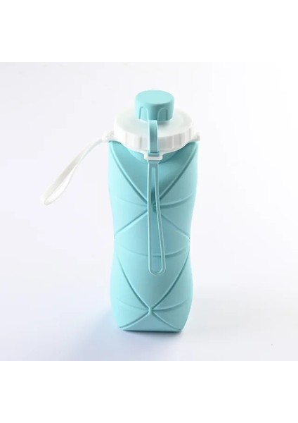 Mavi 501-600 ml Katlanır Kupa Büyük Kapasiteli Açık Seyahat Spor Taşınabilir Silikon Su Bardağı Yüksek Sıcaklık Gıda Sınıfı Streç Katlanır Bardak (Yurt Dışından)