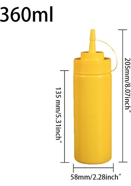SARI-360ML Sıkma Fışkırtma Çeşni Şişeleri Plastik Sıkma Fışkırtma Şişeleri, Kapaklı Kapaklı Ayrı Ölçüm Kabı (Yurt Dışından)