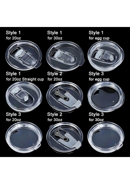 Stil 7 20/30OZ Sızdırmazlık Şişe Kapağı Sıçrama Dökülmeye Dayanıklı Düz Plastik Kapaklar Ozark Için Trail Için Rtic Için Yei Tumber Bardak Termos Bardak (Yurt Dışından) indirimleri