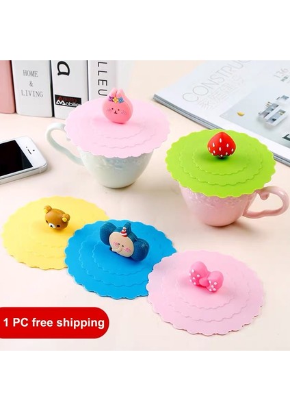 1pc-Hdj 10 cm Sevimli Silikon Bardak Kapağı Elastik Kapaklı Kupa Kapakları Toz Geçirmez Sızdırmaz Bardak Kapağı Yuvarlak Seramik Cam Çay Bardağı Kapağı Çay Bardağı Evrensel (Yurt Dışından)