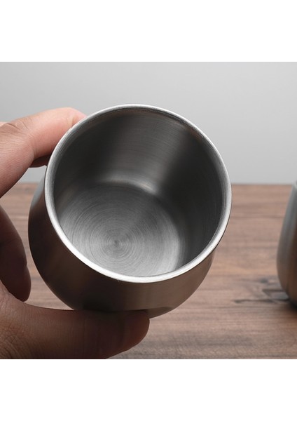 Siyah 200 ml Yeni Yaratıcı Espresso Fincan 304 Paslanmaz Çelik Çift Duvar Kahve Fincanı Ofis Ev Yalıtım Çay Bardağı Yalıtım Kahve Fincanı (Yurt Dışından)