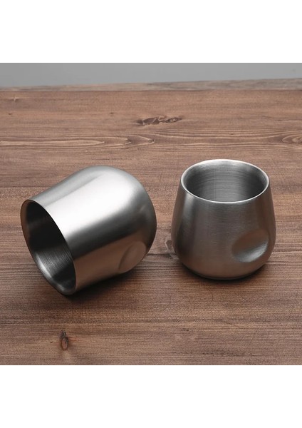 Siyah 200 ml Yeni Yaratıcı Espresso Fincan 304 Paslanmaz Çelik Çift Duvar Kahve Fincanı Ofis Ev Yalıtım Çay Bardağı Yalıtım Kahve Fincanı (Yurt Dışından)