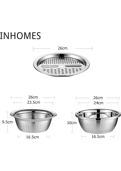 28 cm 3 Adet 3 In 1 Mutfak Sebze Havzası Rende Dilimleme Kesici Drenaj Sepeti Paslanmaz Çelik Patates Meyve Jülyen Rende Salata Yapımcısı Kase (Yurt Dışından) modelleri