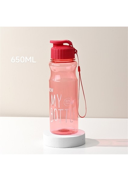 Kırmızı 650ML 650ML Su Bardağı Spor Su Şişesi Çift Su Bardağı Plastik Taşınabilir Su Deposu Anti-Damla Açık Halat Su Şişesi Hediye Kupa (Yurt Dışından)