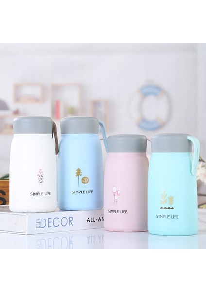 Beyaz 360 ml C2 Yeni Seyahat Için Taşınabilir Karikatür Cam Su Bardağı Yaratıcı Kupa Tumbler Kulplu Bardak Su Kapaklı Bardak Soğuk Bardak Öğrenci Hediye (Yurt Dışından)