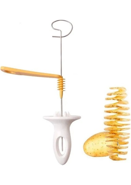 Açık Gri 1 Takım Paslanmaz Çelik Plastik Döndür Patates Dilimleme Bükülmüş Patates Spiral Dilim Kesici Yaratıcı Sebze Aracı Mutfak Aletleri (Yurt Dışından)