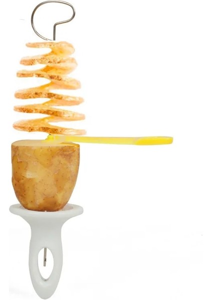 Açık Gri 1 Takım Paslanmaz Çelik Plastik Döndür Patates Dilimleme Bükülmüş Patates Spiral Dilim Kesici Yaratıcı Sebze Aracı Mutfak Aletleri (Yurt Dışından) modelleri
