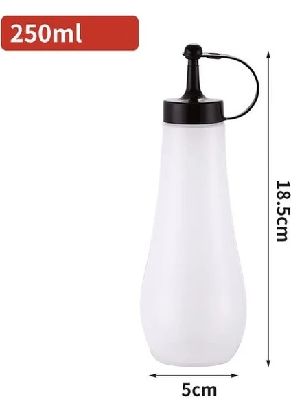 Siyah 250 ml 250/360 ml Çeşni Sıkılabilir Şişe Sos Sıkılabilir Fışkırtma Şişesi Mutfak Plastik Şurup Salata Sosu Kabı Gıda Dağıtıcı (Yurt Dışından)