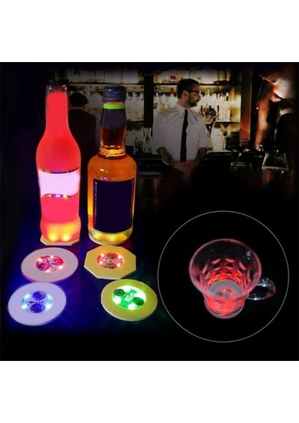 Yeşil Işık 1 Adet Aydınlık Bardak Altlığı Çıkartmalar LED Bar Içecekler Fincan Altlığı Renkli Şarap Likör Şişesi Bardak Altlığı Atmosfer Işığı Fincan Etiketi Mutfak Dekoru (Yurt Dışından)