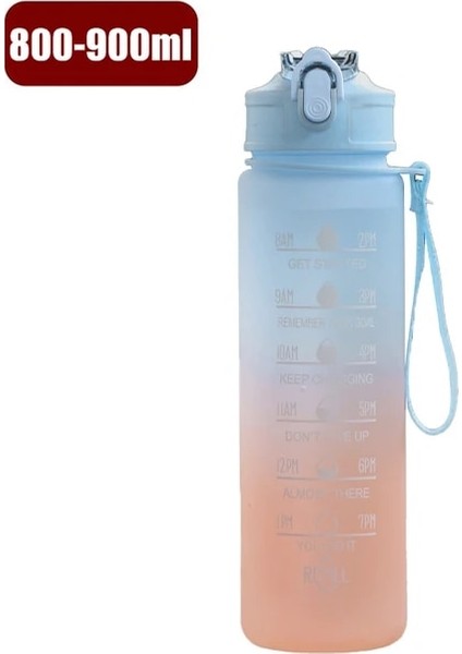 New-01 800-1000ML 1 Litre Motivasyon Su Şişesi Saman Memesi ile Zaman Işaretleyici ile Spor Salonu Kamp Turu Için Sızdırmaz Spor Su Şişesi (Yurt Dışından)