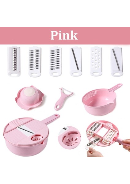 Pembe Çok Fonksiyonlu Sebze Dilimleyici Kıyıcı Meyve Aracı Rende Kesici Parçalayıcı Sarımsak Et Kıyıcı Dilimleme Yumurta Bölücü Mutfak Aracı (Yurt Dışından)