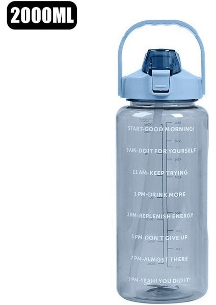 Yeşil 2000 ml 2 Litre Samanlı Su Şişesi Kadın Kızlar Büyük Taşınabilir Seyahat Şişeleri Spor Fitness Fincan Yaz Soğuk Su Zaman Ölçeği ile (Yurt Dışından) fiyatları
