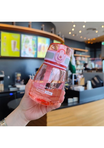 Pembe 400ML Su Şişesi Mini Plastik Yeniden Kullanılabilir Içme Suyu Bardağı Damla Dayanıklı Sızdırmaz Taşınabilir Flip Top Spor Su Şişeleri Halat ile (Yurt Dışından)