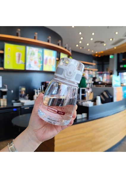 Pembe 400ML Su Şişesi Mini Plastik Yeniden Kullanılabilir Içme Suyu Bardağı Damla Dayanıklı Sızdırmaz Taşınabilir Flip Top Spor Su Şişeleri Halat ile (Yurt Dışından)