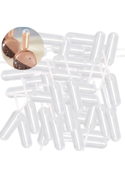 50 Adet/paket 4 ml Dondurma Jöle Milkshake Damlalıklı Pipet Saman Tek Kullanımlık Saman Kek Mousse Macaron Pişirme Araçları (Yurt Dışından)