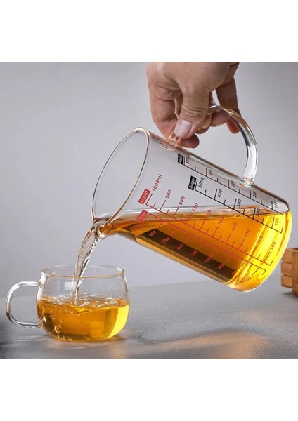 B-1000ML 400/500/600/1000 ml Şeffaf Gözlük Mezun Ölçüm Kapaklı Bardak Süt Su Ölçeği Mikrodalga Aracı Sıvı Ölçü Sürahi Bardak (Yurt Dışından)