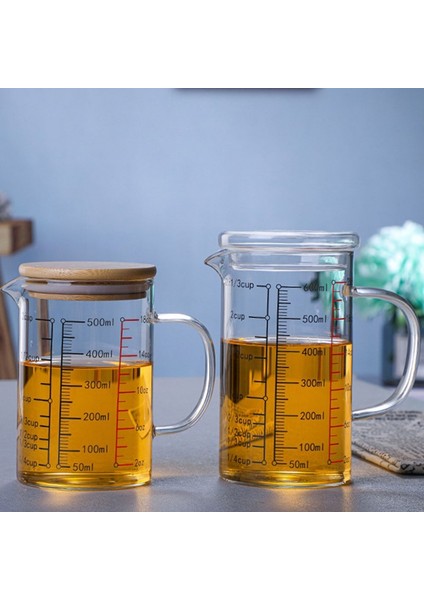 B-1000ML 400/500/600/1000 ml Şeffaf Gözlük Mezun Ölçüm Kapaklı Bardak Süt Su Ölçeği Mikrodalga Aracı Sıvı Ölçü Sürahi Bardak (Yurt Dışından)