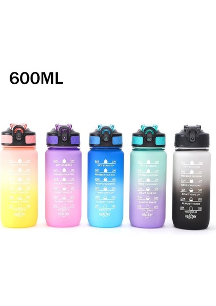 Mavi 600 ml 600 ml Renkli Su Şişesi Motivasyon Içme Suyu Şişesi Zaman Işaretleyici ile Spor Su Şişesi Taşınabilir Yeniden Kullanılabilir Plastik Bardaklar (Yurt Dışından) fiyatları