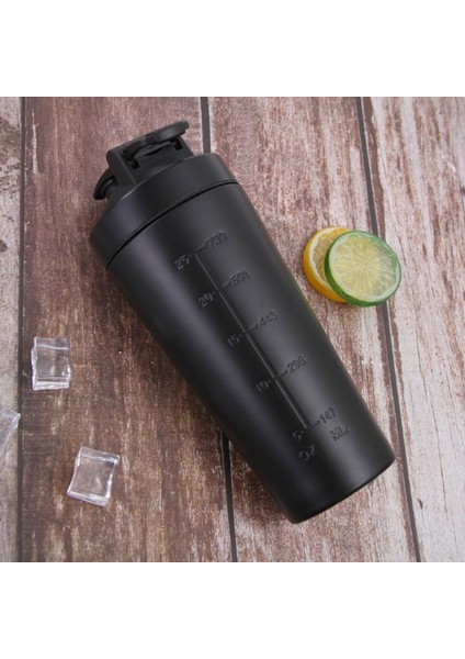 Siyah 750 ml Paslanmaz Çelik Protein Shaker Fincan Taşınabilir Spor Spor Kupa Beslenme Blender Fincan Su Şişeleri Vakum Yalıtım Su Bardağı (Yurt Dışından)