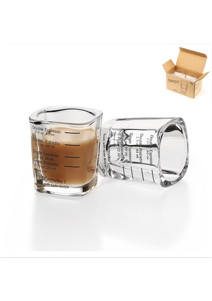 60MLX1PC Squre 60ML 60ML Kare Kalınlaşmış Cam Ons Bardak Mezun Ölçüm Konsantre Espresso Kahve Fincanı Italyan Basit Isıya Dayanıklı (Yurt Dışından)