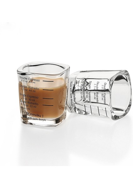 60MLX1PC Squre 60ML 60ML Kare Kalınlaşmış Cam Ons Bardak Mezun Ölçüm Konsantre Espresso Kahve Fincanı Italyan Basit Isıya Dayanıklı (Yurt Dışından)