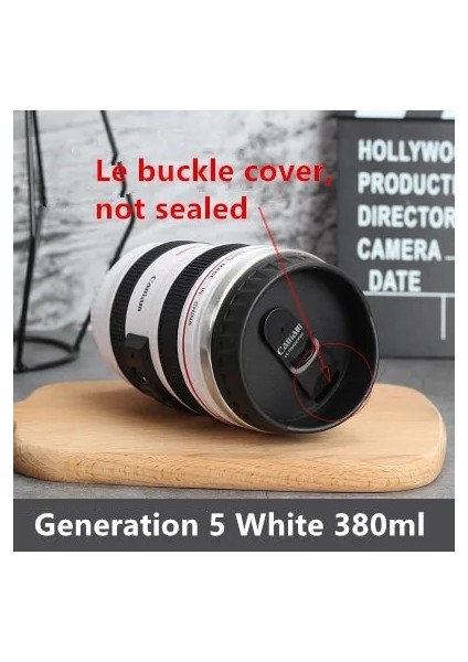 5 Beyaz 380ML 380ML Kamera Lensi Kahve Kapaklı Kupa Paslanmaz Çelik Yaratıcı Fotoğraf Kahve Fincanı Fotoğrafçı Seyahat Severler Için Noel Hediyesi (Yurt Dışından)