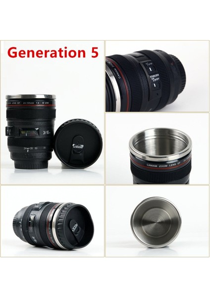 5 Beyaz 380ML 380ML Kamera Lensi Kahve Kapaklı Kupa Paslanmaz Çelik Yaratıcı Fotoğraf Kahve Fincanı Fotoğrafçı Seyahat Severler Için Noel Hediyesi (Yurt Dışından) fırsatları