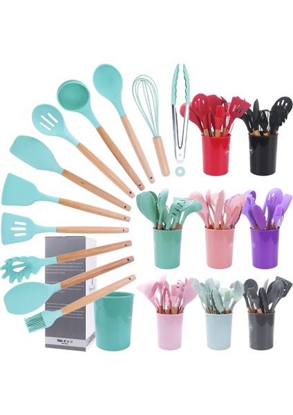5 Adet Pembe 12 Adet Silikon Yapışmaz Pişirme Gereçleri Seti Aracı Mutfak Spatula Pota Kürek Yumurta Greak Kaşık Çorba Isıya Dayanıklı Tutucu (Yurt Dışından) fiyatları