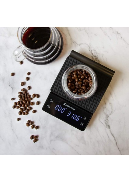 Siyah 3 kg Mutfak Aletleri Kahve Terazisi Zamanlayıcı ile Dijital Çok Fonksiyonlu Tartı Ölçeği 3 Kg/0.1g Damla Espresso Ölçeği LCD Ekran Üzerine Dökün (Yurt Dışından) fiyatları