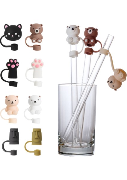 Stylea 11 1 Adet Yeniden Kullanılabilir Silikon Saman Fişi Içme Toz Kapağı Cam Bardak Karikatür Stoper Saman Ipuçları Kapak Mutfak Içecek Temizleyici Aksesuarları (Yurt Dışından)
