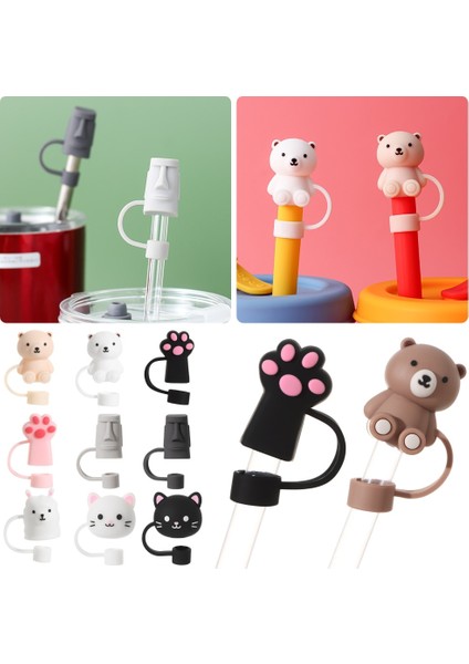 Stylea 11 1 Adet Yeniden Kullanılabilir Silikon Saman Fişi Içme Toz Kapağı Cam Bardak Karikatür Stoper Saman Ipuçları Kapak Mutfak Içecek Temizleyici Aksesuarları (Yurt Dışından)