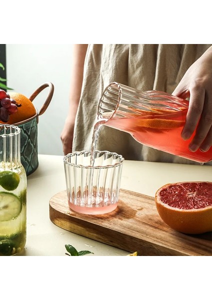 Şeffaf L 401-500ML Cam Su Şişesi Seti Cam Bardak Drinkware Başucu Sürahi Tumbler Gözlüklü Içme Sürahi Sütlü Içecek Çay Için (Yurt Dışından)