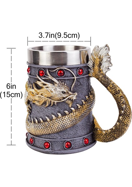 Kırmızı Kadeh 501-600 ml Güçlü Asya Ejderha Kupa Tankard 304 Paslanmaz Çelik Reçine 3D Retro Bira Tankard Stein Fincan Kupalar En Iyı Doğum Günü Hediyesi 600 ml 20 Oz (Yurt Dışından) modelleri