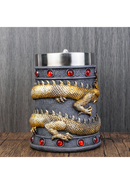 Kırmızı Kadeh 501-600 ml Güçlü Asya Ejderha Kupa Tankard 304 Paslanmaz Çelik Reçine 3D Retro Bira Tankard Stein Fincan Kupalar En Iyı Doğum Günü Hediyesi 600 ml 20 Oz (Yurt Dışından) fırsatları