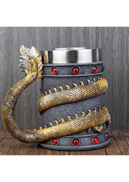 Kırmızı Kadeh 501-600 ml Güçlü Asya Ejderha Kupa Tankard 304 Paslanmaz Çelik Reçine 3D Retro Bira Tankard Stein Fincan Kupalar En Iyı Doğum Günü Hediyesi 600 ml 20 Oz (Yurt Dışından) indirimleri