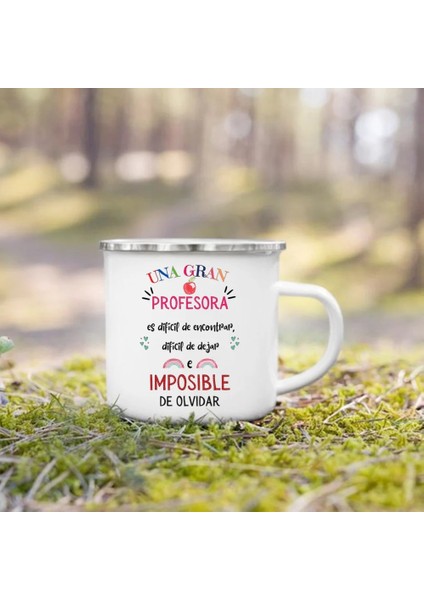 UXH233338-A015WH-8 360 ml Ispanyol Baskılı Kupalar Yaratıcı Kahve Fincanları Içecek Su Süt Kupası Emaye Kupa Okul Ev Kolu Drinkware Öğretmen Için Teşekkürler Hediyeler (Yurt Dışından)