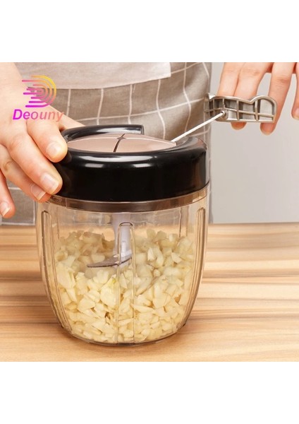 900ML Açık Pembe Deouny 400ML/900ML Elle Çekilen Kıyma Makinesi Sebze Kesici Manuel Döndürme Mikser Doğrayın Et Meyve Wist Parçalayıcı Mutfak Aletleri (Yurt Dışından)