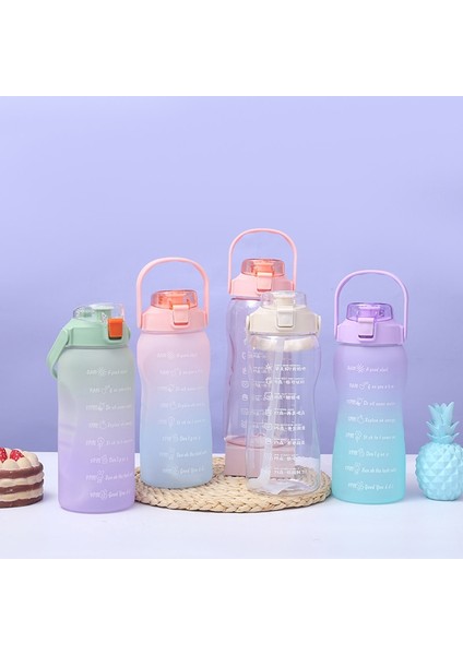 Şeffaf 1500ML 1500ML Samanlı Su Şişesi Kadın Kızlar Büyük Taşınabilir Seyahat Şişeleri Spor Fitness Fincan Yaz Soğuk Su Zaman Ölçeği ile (Yurt Dışından) fiyatları