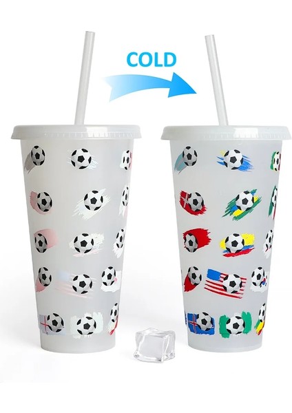 Yeşil Kapak 5pcs Set 5pcs 710ML 24OZ Renk Değiştiren Soğuk Bardaklar Futbol Kupası Yeniden Kullanılabilir Bardak Kapaklı ve Samanlı Soğuk Bardak Saman Bardak Mutfak Drinkware (Yurt Dışından) fiyatları