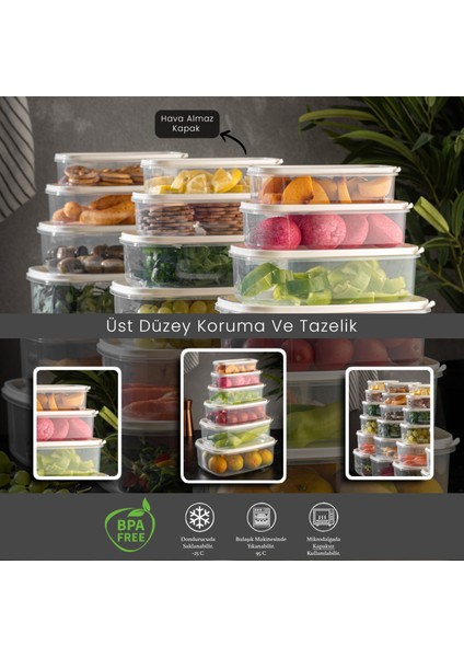 12'li Set Dikdörtgen Sweet Saklama Kabı Seti - Şeffaf modelleri