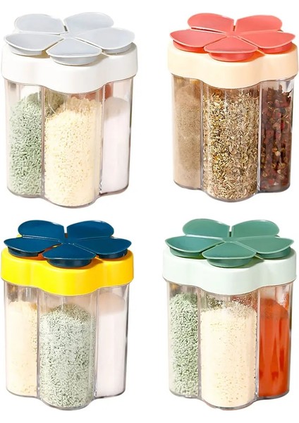 Yeşil 4 In 1 Baharat Kavanoz Baharat Kavanoz Konteyner Kapaklı Şeffaf Baharat Kavanoz Açık Kamp Baharat Konteyner Mutfak Gadget Seti (Yurt Dışından) modelleri